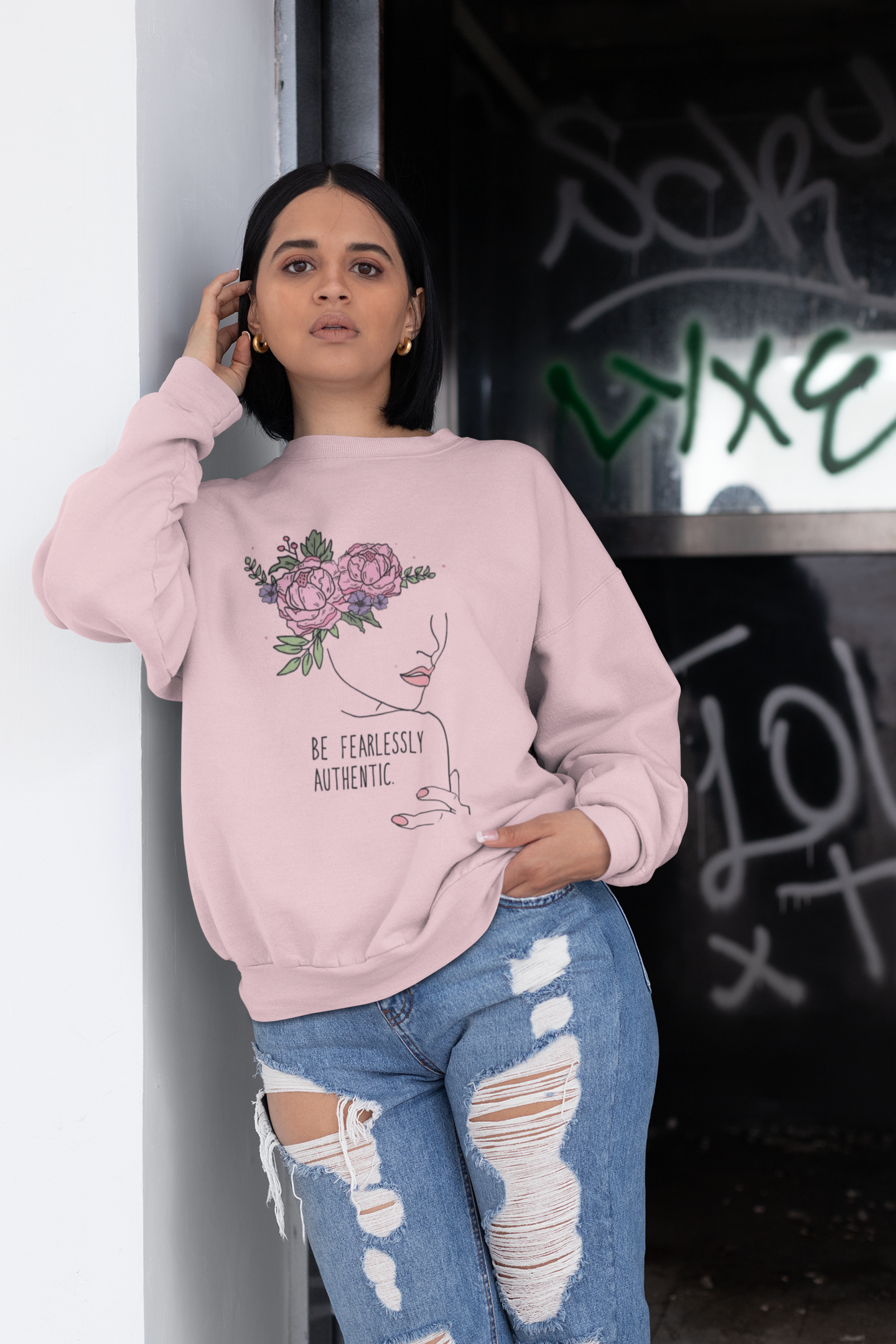 Be Fearlessly Authentic Oversized Sweatshirt